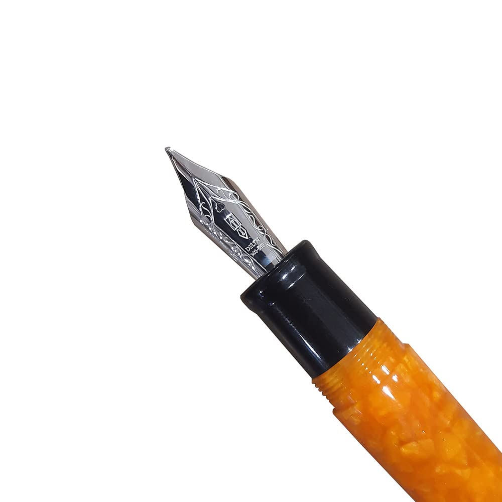 DELTA Dolcevita Stout Black/Orange Resin Fountain Pen ? Broad Nib